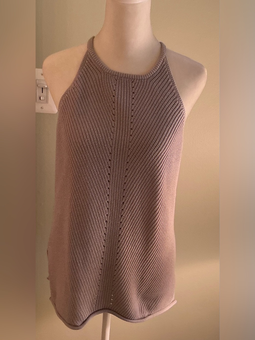 Gray  Knit Halter Top Side Slit Small